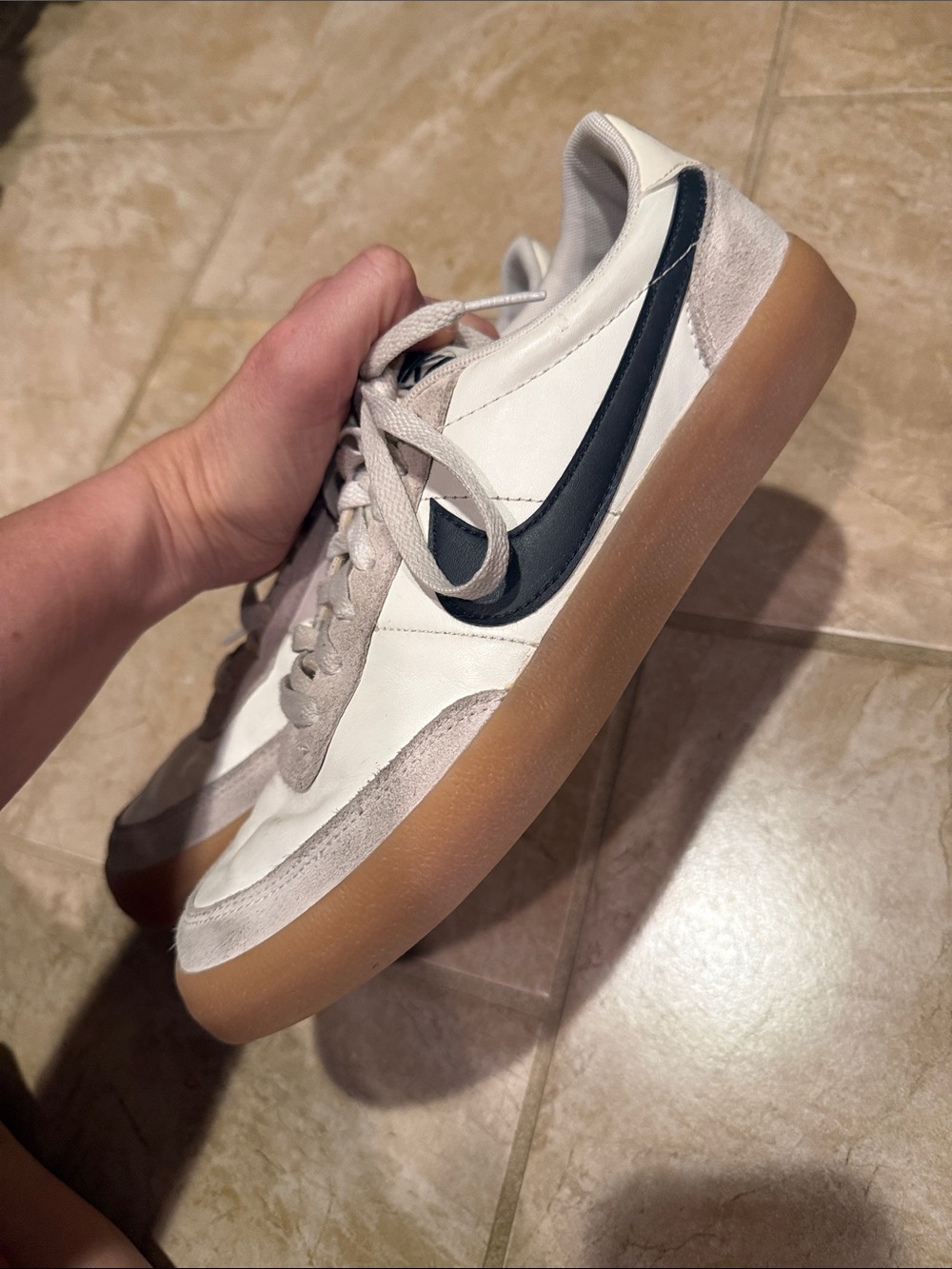 Men's Nike Casual Leather & Suede Sneakers - White, Gray, Black